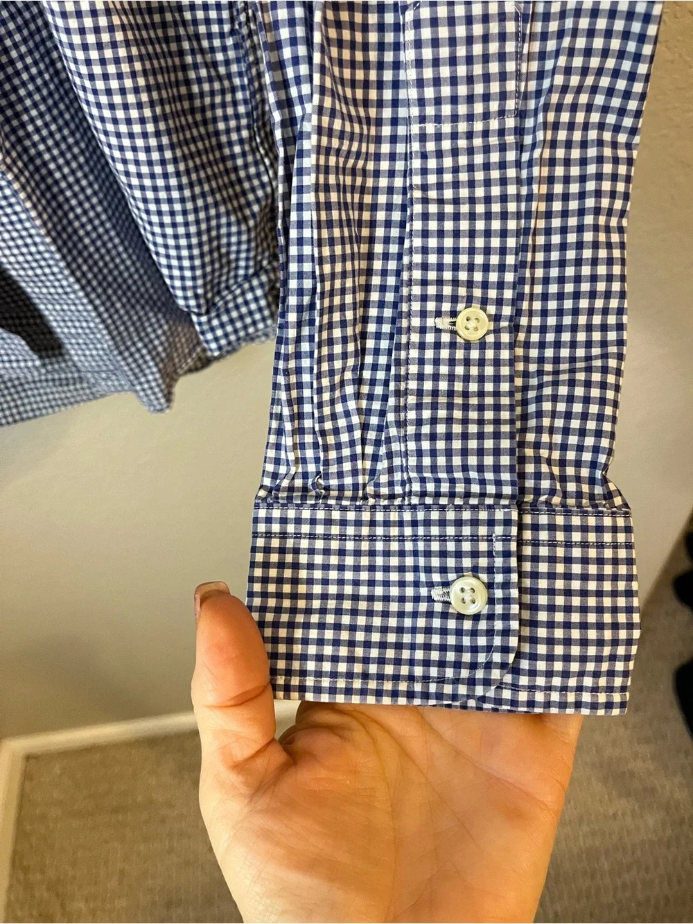 Polo Ralph Lauren Men’s L Blue White Gingham Button Down Shirt Red Pony